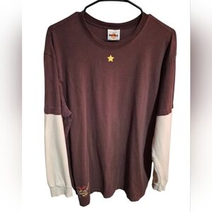 Hard Rock Cafe Brown and Off-White Long Sleeve Tee